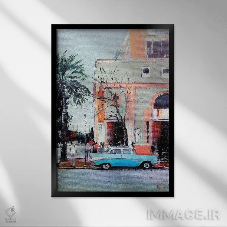تابلو منظرهٔ شهر اثر بُژنا فوخس - نمای قابدار مشکی