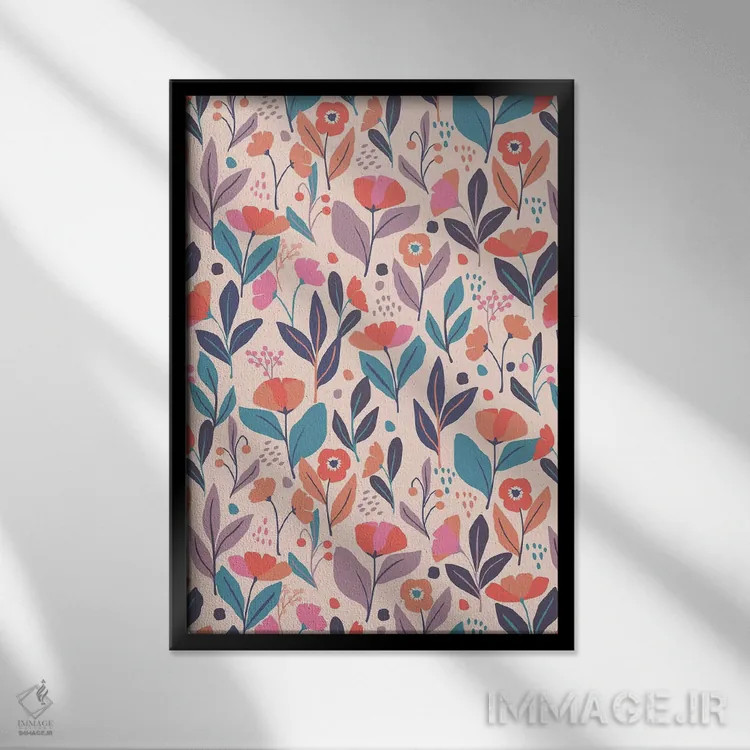 تابلو ساعت گلها ۳ اثر کارولین آلفردز - نمای قابدار مشکی