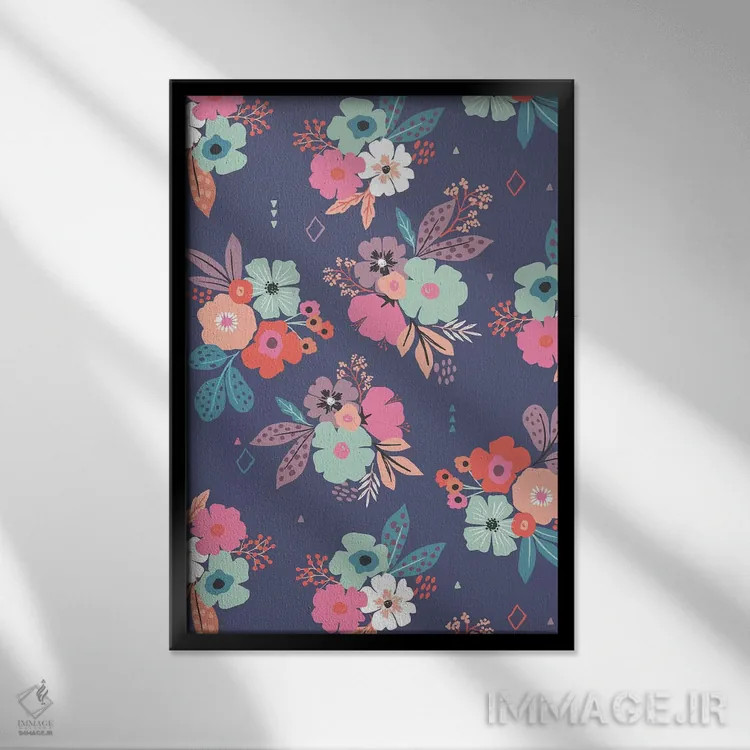 تابلو ساعت گلها ۲ اثر کارولین آلفردز - نمای قابدار مشکی