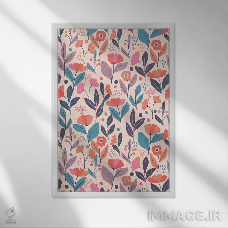 تابلو ساعت گلها ۳ اثر کارولین آلفردز - نمای قابدار سفید