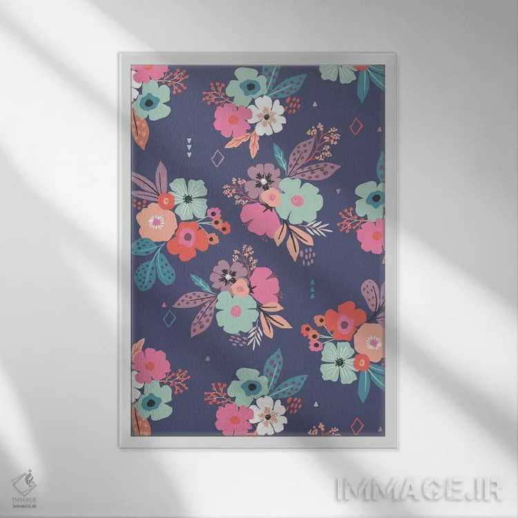 تابلو ساعت گلها ۲ اثر کارولین آلفردز - نمای قابدار سفید