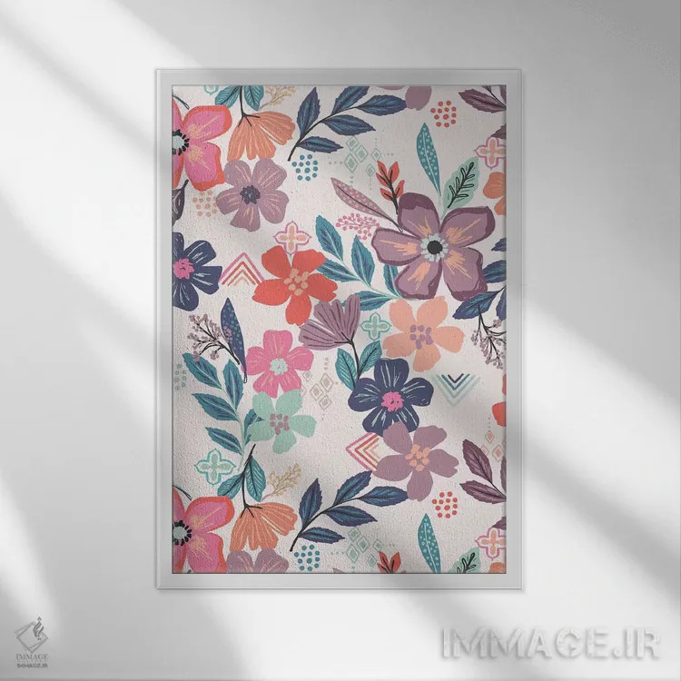 تابلو ساعت گلها ۱ اثر کارولین آلفردز - نمای قابدار سفید