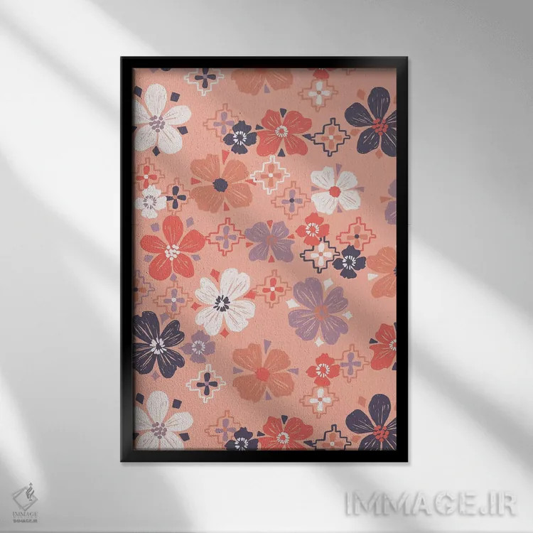 تابلو ساعت گلها ۵ اثر کارولین آلفردز - نمای قابدار مشکی