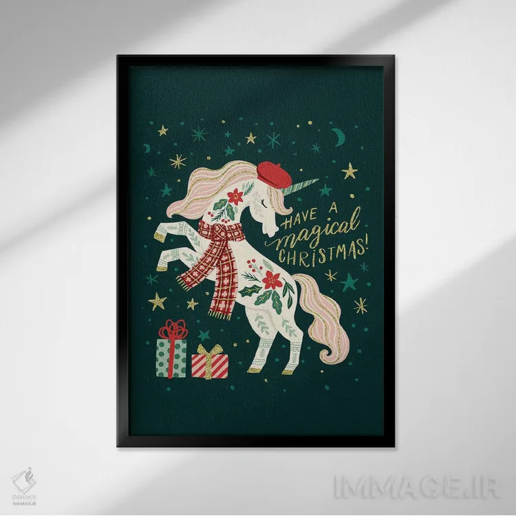 تابلو کریسمس جادویی ۱ اثر کارولین آلفردز - نمای قابدار مشکی