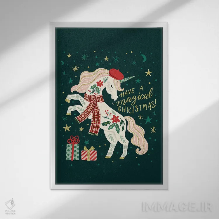 تابلو کریسمس جادویی ۱ اثر کارولین آلفردز - نمای قابدار سفید