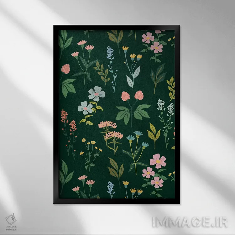 تابلو بوتانیکا (گیاهی) اثر کارولین آلفردز - نمای قابدار مشکی