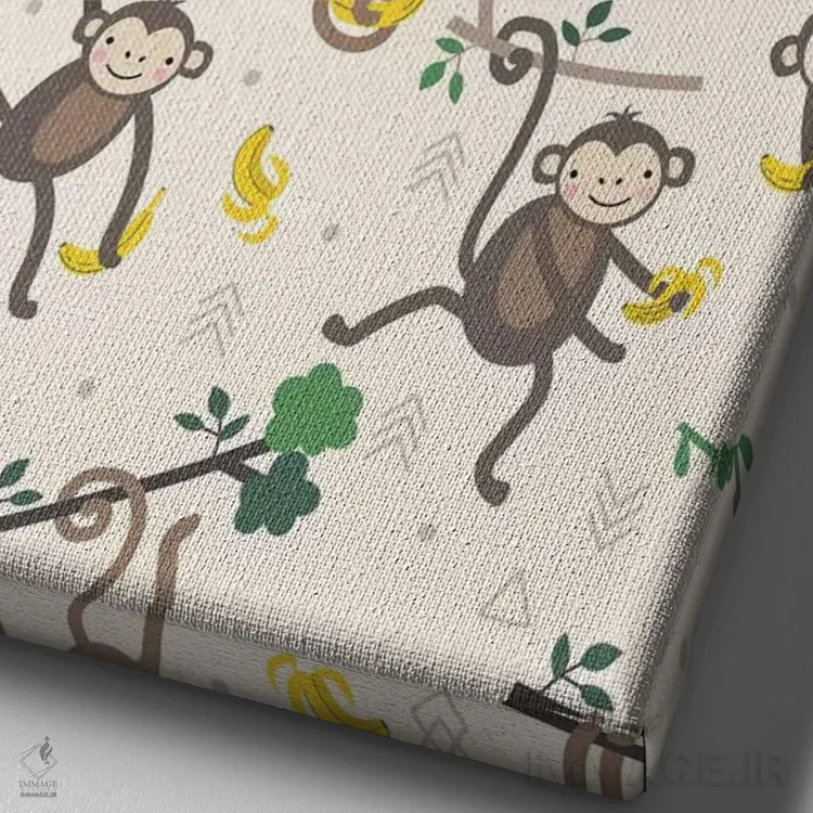 تابلو میمون کوچولو III اثر کارولین آلفردز - نمای نزدیک بافت بوم