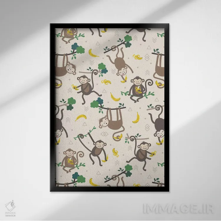 تابلو میمون کوچولو III اثر کارولین آلفردز - نمای قابدار مشکی