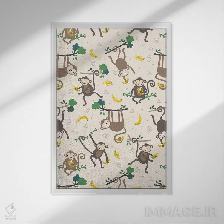 تابلو میمون کوچولو III اثر کارولین آلفردز - نمای قابدار سفید