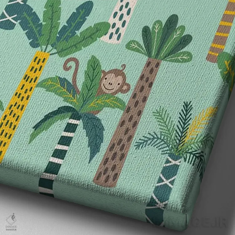 تابلو میمون کوچولو IV اثر کارولین آلفردز - نمای نزدیک بافت بوم