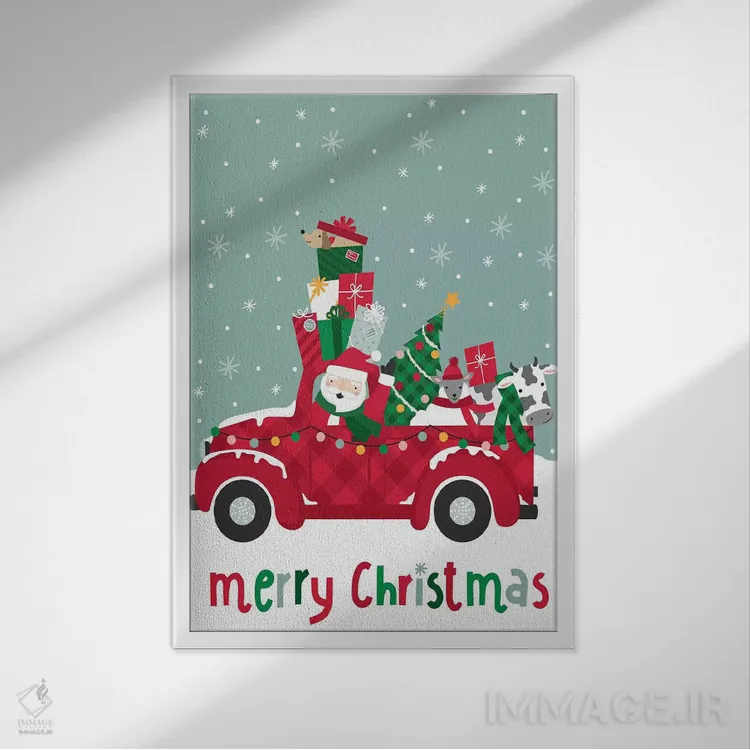 تابلو کریسمس روستایی اثر کارولین آلفردز - نمای قابدار سفید