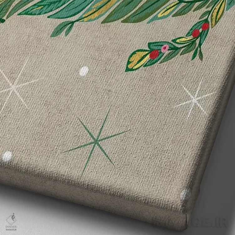 تابلو تزیین کریسمس I اثر کارولین آلفردز - نمای نزدیک بافت بوم