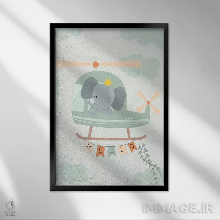 تابلو ماجراجویی نوزاد در انتظار I اثر کارولین آلفردز - نمای قابدار مشکی