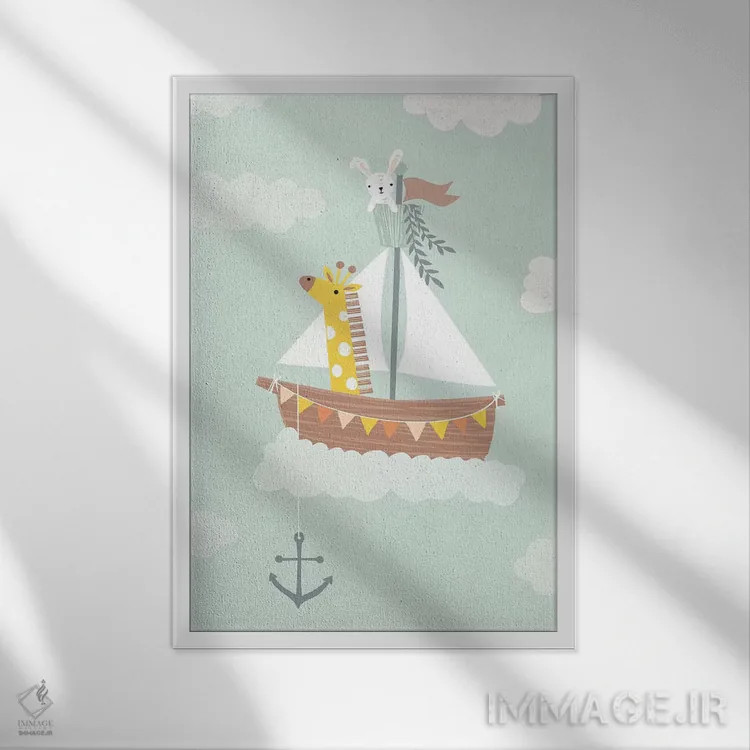 تابلو ماجراجویی نوزاد در انتظار III اثر کارولین آلفردز - نمای قابدار سفید
