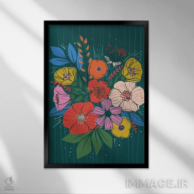 تابلو دشت گلهای روزمره I اثر کارولین آلفردز - نمای قابدار مشکی