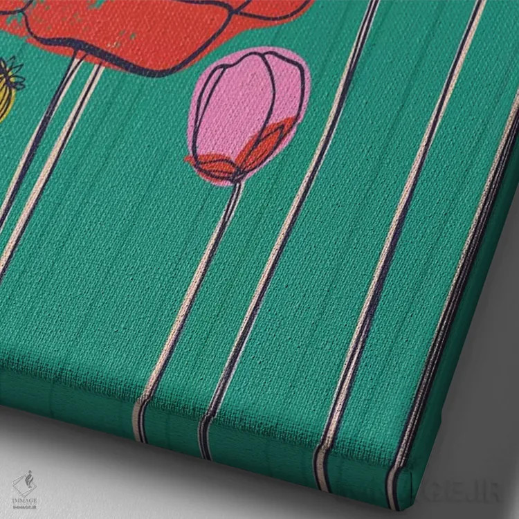 تابلو دشت گلهای روزمره II اثر کارولین آلفردز - نمای نزدیک بافت بوم