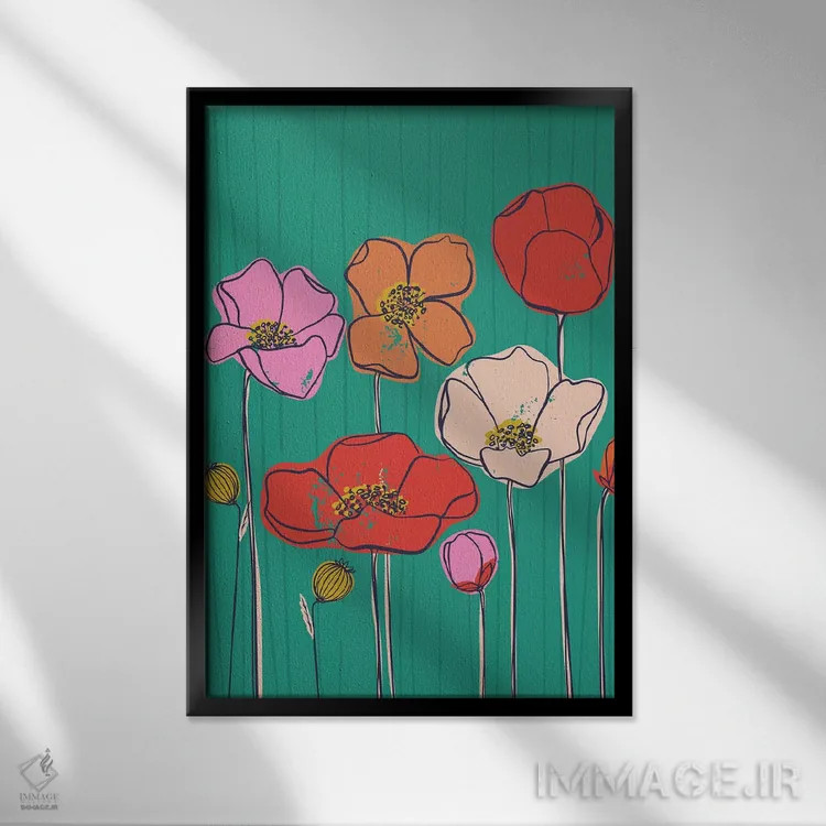 تابلو دشت گلهای روزمره II اثر کارولین آلفردز - نمای قابدار مشکی