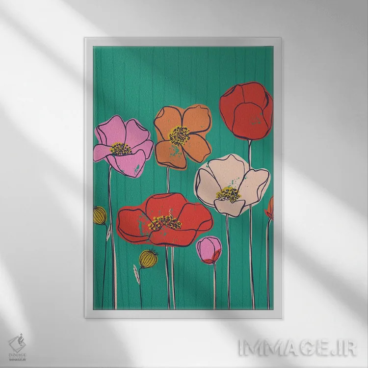 تابلو دشت گلهای روزمره II اثر کارولین آلفردز - نمای قابدار سفید