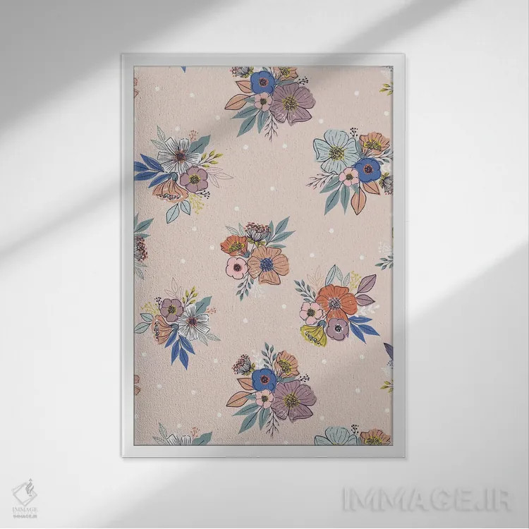 تابلو دشت گلهای روزمره IV اثر کارولین آلفردز - نمای قابدار سفید