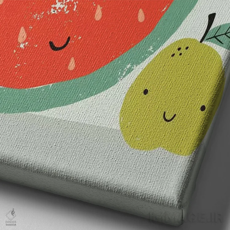 تابلو تفریح میوهای II اثر کارولین آلفردز - نمای نزدیک بافت بوم