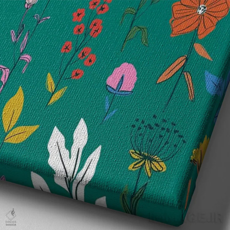 تابلو دشت گلهای روزمره III اثر کارولین آلفردز - نمای نزدیک بافت بوم