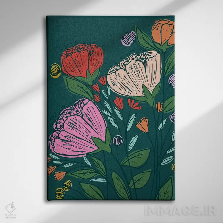 تابلو دشت گلهای روزمره اثر کارولین آلفردز - نمای روبهرو روی دیوار