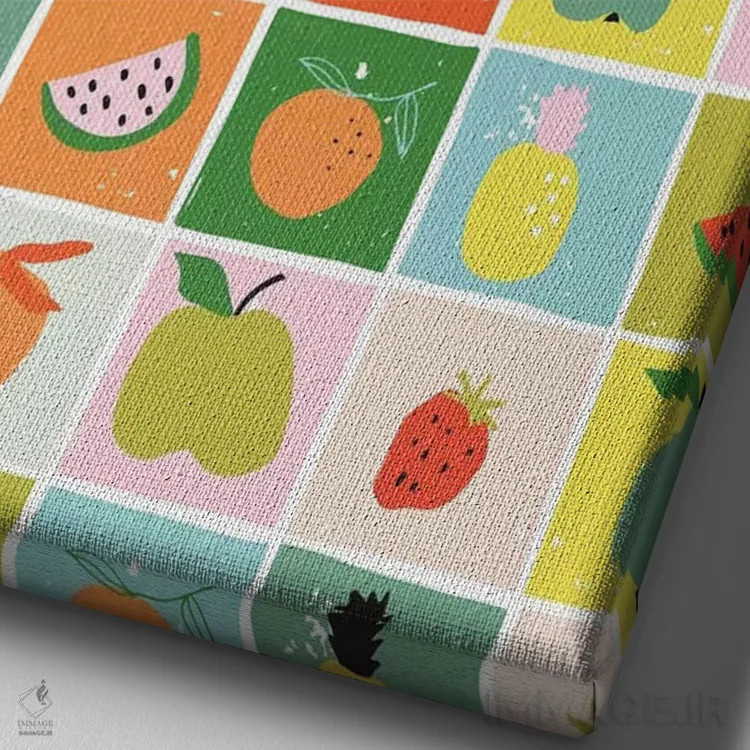 تابلو تفریح میوهای IV اثر کارولین آلفردز - نمای نزدیک بافت بوم