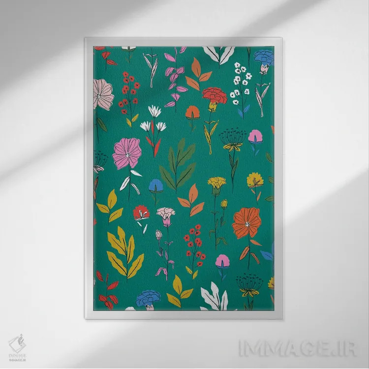 تابلو دشت گلهای روزمره III اثر کارولین آلفردز - نمای قابدار سفید