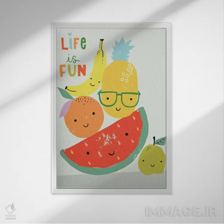 تابلو تفریح میوهای II اثر کارولین آلفردز - نمای قابدار سفید