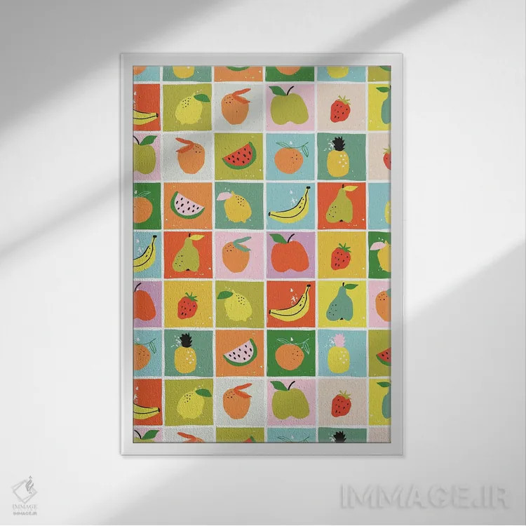 تابلو تفریح میوهای IV اثر کارولین آلفردز - نمای قابدار سفید