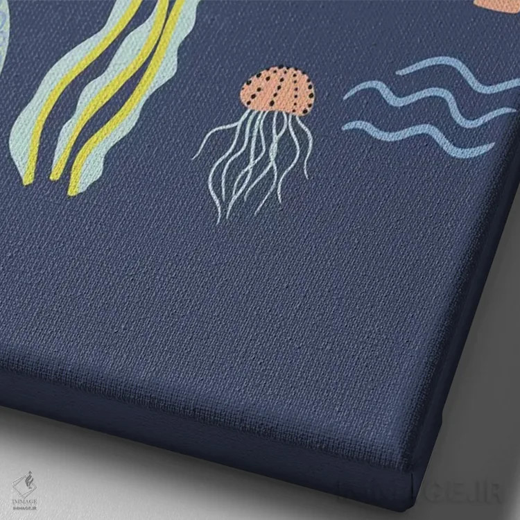 تابلو زیر دریا V اثر کارولین آلفردز - نمای نزدیک بافت بوم