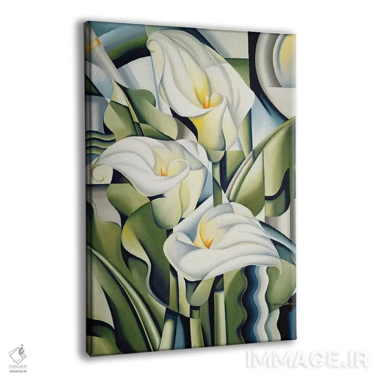 تابلو سوسنهای کوبیستی اثر کترین ایبل - نمای پرسپکتیو محصول