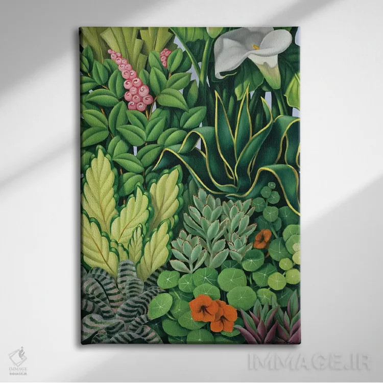 تابلو برگ و شاخسار I اثر کترین ایبل - نمای روبهرو روی دیوار