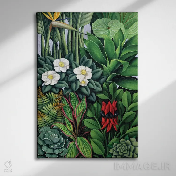 تابلو برگ و شاخسار II اثر کترین ایبل - نمای روبهرو روی دیوار