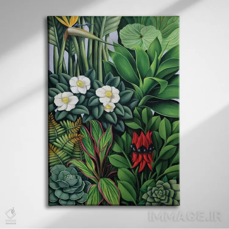 تابلو برگ و شاخسار II اثر کترین ایبل - نمای روبهرو روی دیوار