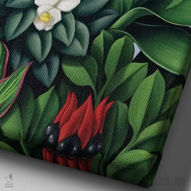 تابلو برگ و شاخسار II اثر کترین ایبل - نمای نزدیک بافت بوم