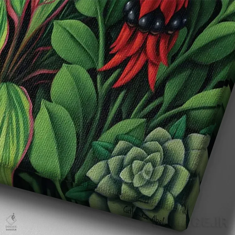 تابلو برگ و شاخسار II اثر کترین ایبل - نمای نزدیک بافت بوم