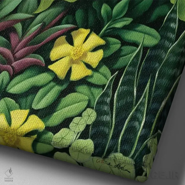 تابلو برگ و شاخسار III اثر کترین ایبل - نمای نزدیک بافت بوم