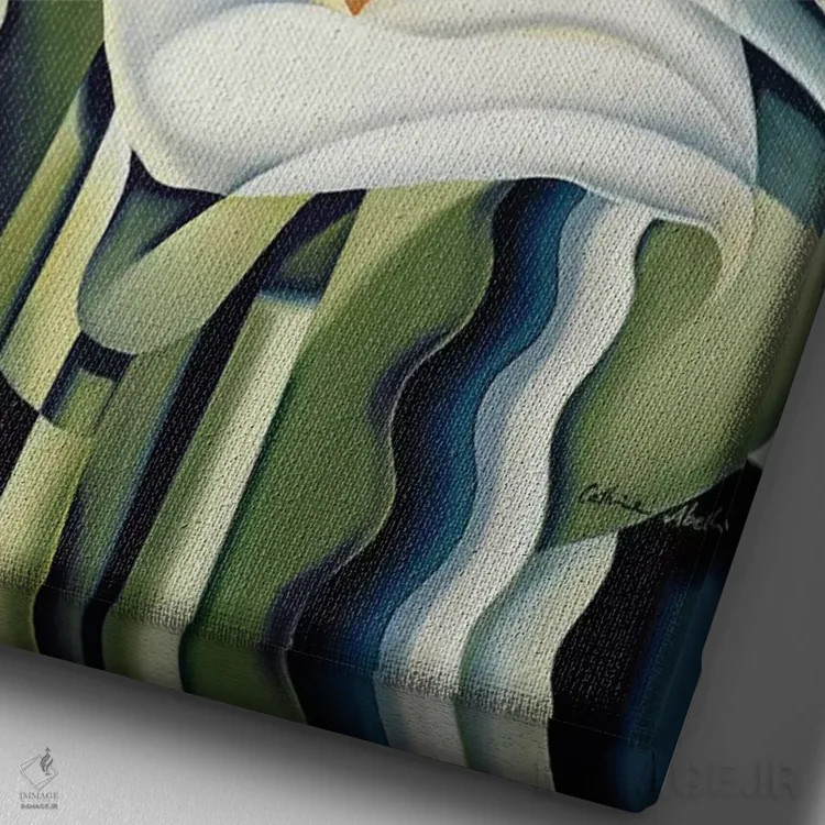 تابلو سوسنهای کوبیستی اثر کترین ایبل - نمای نزدیک بافت بوم