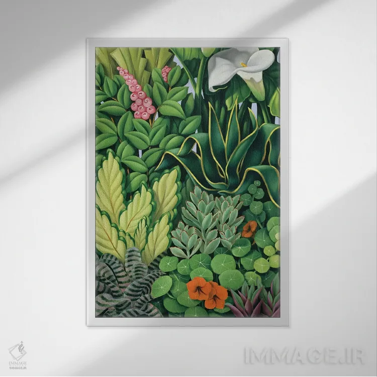 تابلو برگ و شاخسار I اثر کترین ایبل - نمای قابدار سفید