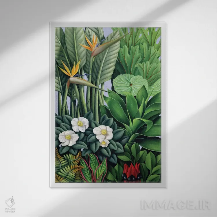 تابلو برگ و شاخسار II اثر کترین ایبل - نمای قابدار سفید