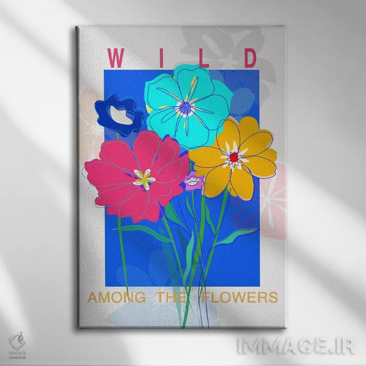 تابلو دسته گل شقایق وحشی پاپ اثر طراحی CAD (استودیو طراحی دیجیتال) - نمای روبهرو روی دیوار