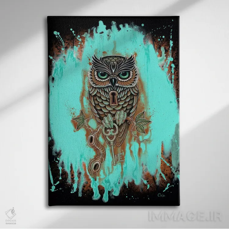 تابلو کلید بوبو (نوعی جغد) اثر کایا کوپمن - نمای روبهرو روی دیوار