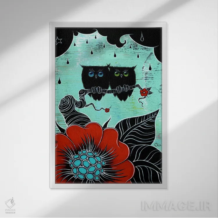 تابلو دو هوت (صدای جغد) اثر کایا کوپمن - نمای قابدار سفید