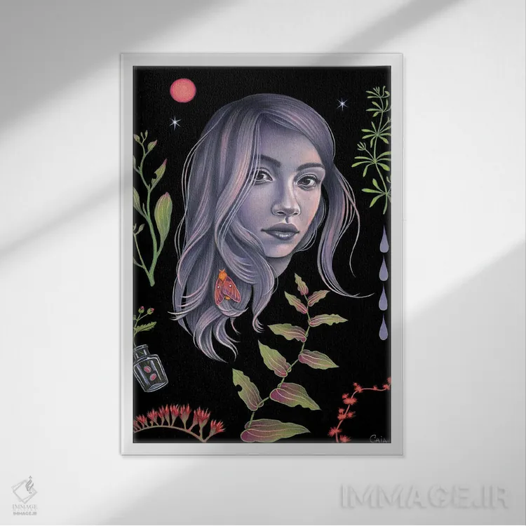 تابلو طرح گیاهی سایهنما اثر کایا کوپمن - نمای قابدار سفید