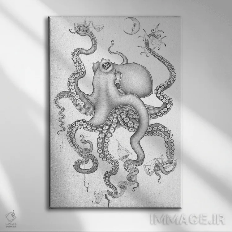 تابلو عشق سرپاوران (اختاپوسها) اثر کایا کوپمن - نمای روبهرو روی دیوار