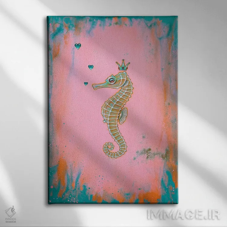 تابلو اسب دریایی هالسیون (آرام) اثر کایا کوپمن - نمای روبهرو روی دیوار