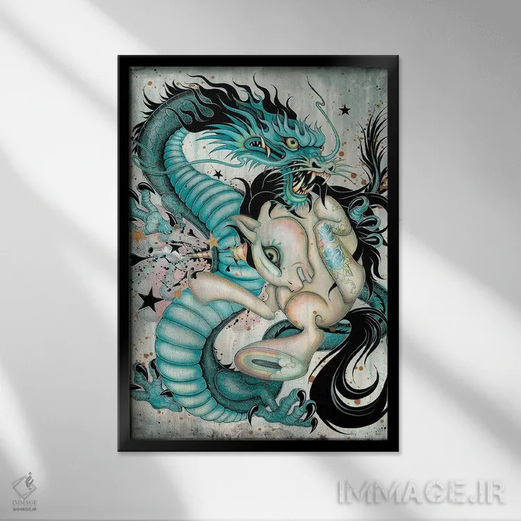 تابلو نبرد حماسی اثر کایا کوپمن - نمای قابدار مشکی