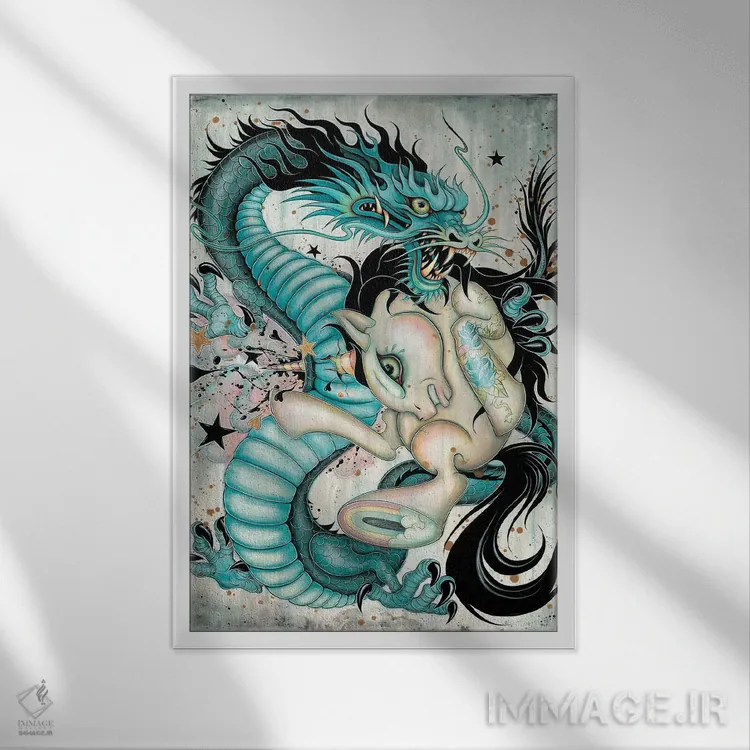 تابلو نبرد حماسی اثر کایا کوپمن - نمای قابدار سفید