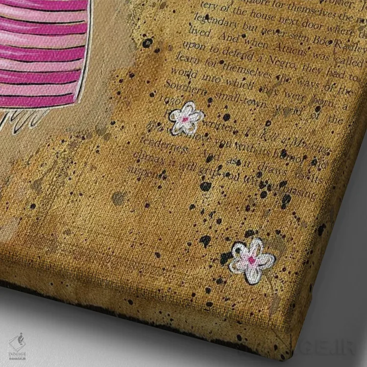 تابلو مرغ مقلد اثر کایا کوپمن - نمای نزدیک بافت بوم